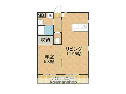 マリベール松橋(1LDK/1階)の間取り写真