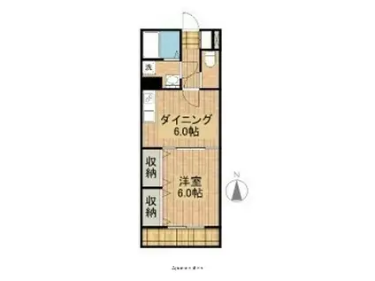 サンライズカワサキ(1DK/3階)の間取り写真