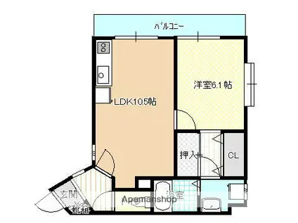 クレストコート(1LDK/3階)の間取り写真