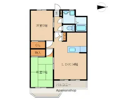 フィールドゴッド21(2LDK/1階)の間取り写真