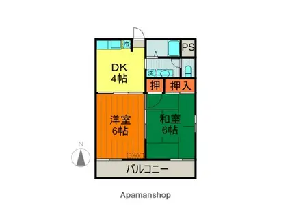 コーポ黒木(2K/2階)の間取り写真