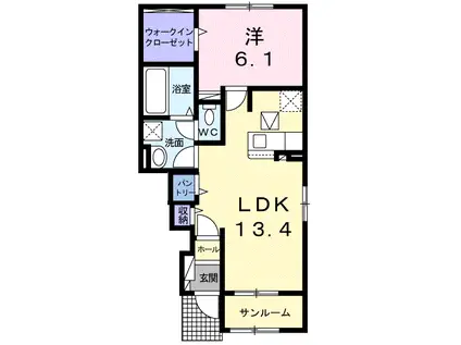 グラン シャリオ Ⅱ(1LDK/1階)の間取り写真