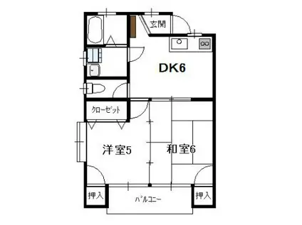 アップルハイツ(2DK/2階)の間取り写真
