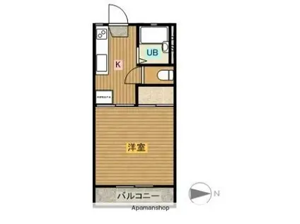 ハイムゆい(1K/1階)の間取り写真