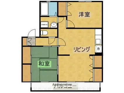 パルコート(2LDK/1階)の間取り写真