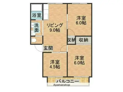 サンハイツ(3DK/2階)の間取り写真