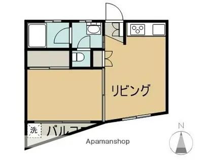 日高ビル(1DK/3階)の間取り写真