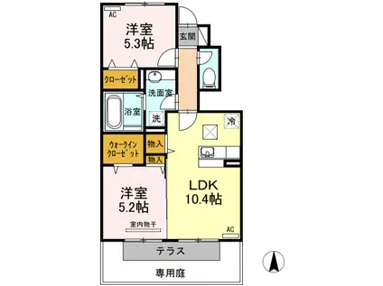 ヴィラ・マリアン(2LDK/1階)の間取り写真