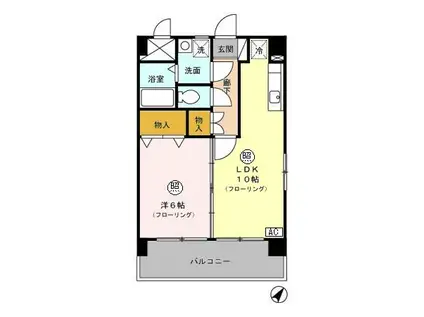 エスポワールT・Y(1LDK/3階)の間取り写真