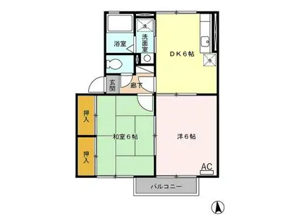 ファミール小春の里 C(2DK/2階)の間取り写真