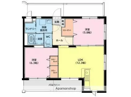 ユーミー高洲(2LDK/1階)の間取り写真