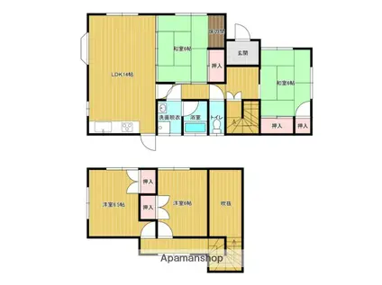 宮崎県宮崎市 2階建 築38年(4LDK)の間取り写真