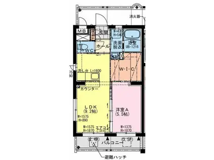 権現町Mマンション(1LDK/5階)の間取り写真