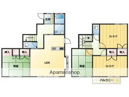 宮崎県宮崎市 2階建 築38年(4LDK)の間取り写真