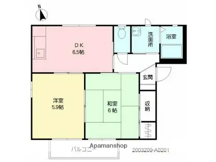 サン・フォーレス(2DK/2階)の間取り写真