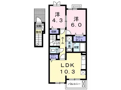 プラネッツ青葉Ⅰ(2LDK/2階)の間取り写真