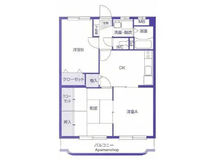 グランドステージ(3DK/2階)の間取り写真