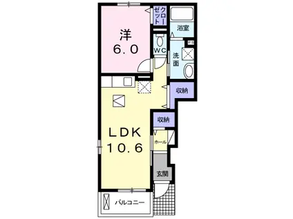 ハッピーメゾン(1LDK/1階)の間取り写真