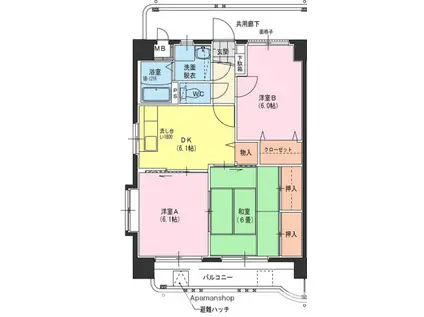 サングリーン藤沢Ⅱ(3DK/1階)の間取り写真