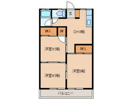 第5メゾン半九(3DK/2階)の間取り写真