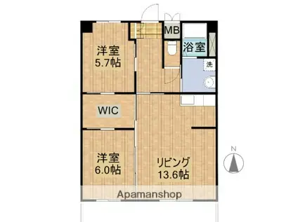 ナチュラルタウンⅡ(2LDK/3階)の間取り写真