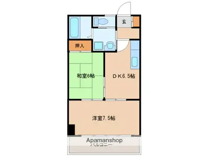 原町グランドハイツ(2DK/4階)の間取り写真