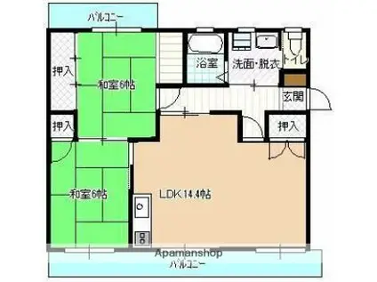 坂本第一マンション(2LDK/3階)の間取り写真