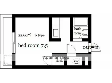 オクトワール宮崎西弐番館(ワンルーム/2階)の間取り写真