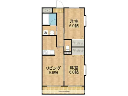 颯グランドヒルズ(2LDK/8階)の間取り写真