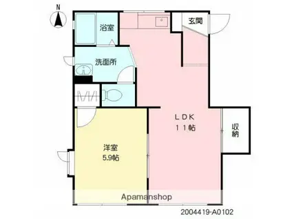 ルナハイツ(1LDK/1階)の間取り写真