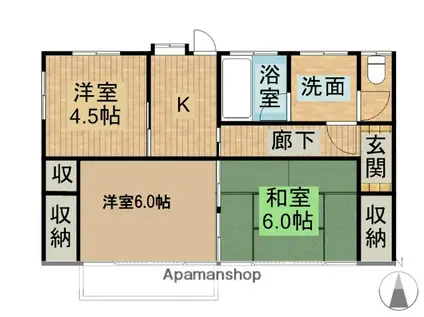 日豊本線 南宮崎駅 徒歩1分 1階建 築43年(3K)の間取り写真
