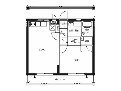 エルシティ大塚(1LDK/1階)の間取り写真