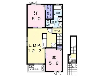 アパートメント高洲536 Ⅰ(2LDK/2階)の間取り写真