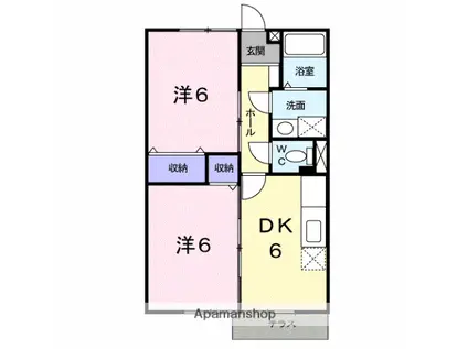 メルローズ本郷(2DK/2階)の間取り写真