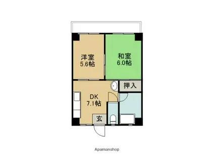 クラージュTWO(2DK/3階)の間取り写真