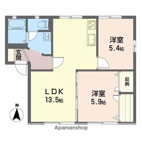 ディアス恒久 A棟(2LDK/1階)の間取り写真