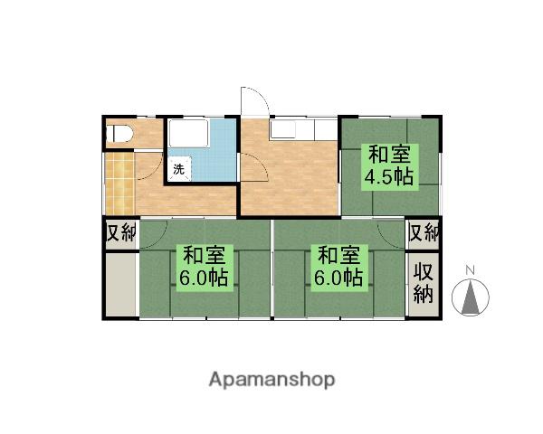 日豊本線 宮崎駅 バス乗車時間:4分 下高岡バス停で下車 徒歩40分 1階建 築54年(3K)の間取り写真