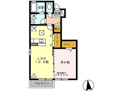 セジュール浜津Ⅱ(1LDK/1階)の間取り写真