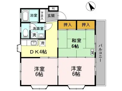 パレドゥ大淀(3DK/3階)の間取り写真