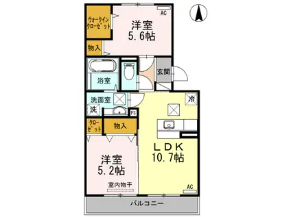 ラヴィーダ B棟(2LDK/1階)の間取り写真