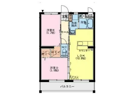 LUTORIINE(2LDK/2階)の間取り写真