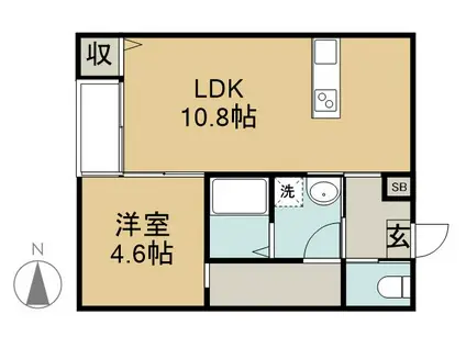 大工町アパート A棟(1LDK/2階)の間取り写真
