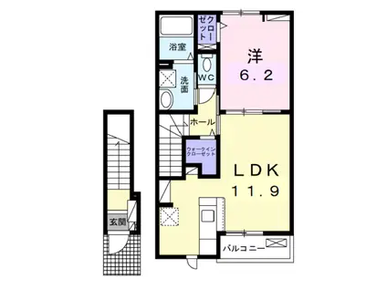 グラシアス(1LDK/2階)の間取り写真