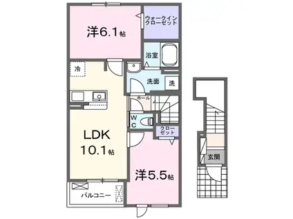ブレッザ フィールド A(2LDK/2階)の間取り写真