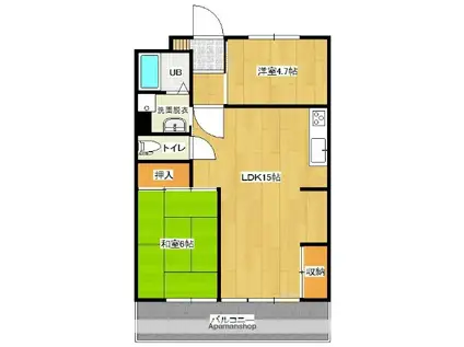 リバーサイドコーポ(2LDK/4階)の間取り写真