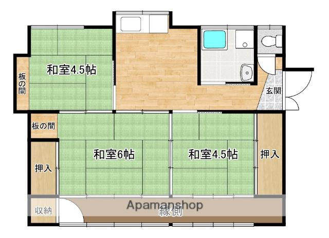宮崎県都城市 1階建 築52年(3K)の間取り写真