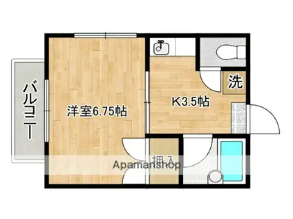 シャルテ都城Ⅱ(1K/2階)の間取り写真