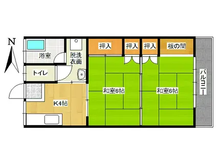 ガーデンTM(2K/2階)の間取り写真