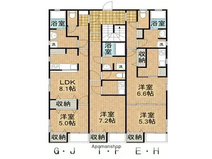 MFH・S(1K/2階)の間取り写真