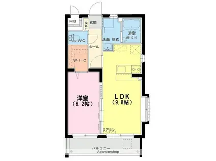 ソレイユコート(1LDK/2階)の間取り写真